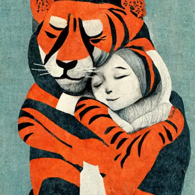 Tiger's Embrace, wall art by Treechild