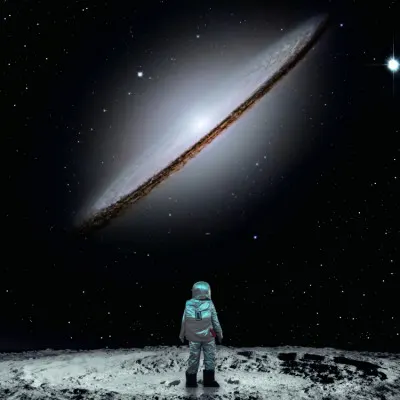 Lone Astronaut Galaxy View, wall art by Ritvik takkar