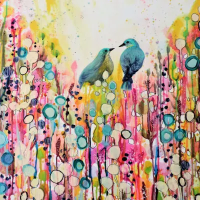 Dreamy Garden Birds, wall art by Sylvie Demers