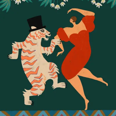A Date With a Wild Cat, wall art by Arty Guava