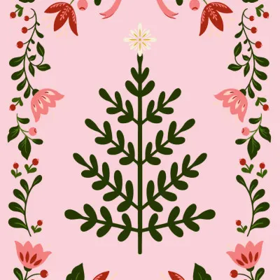 Festive Pink Christmas Tree, wall art by Talitha McQueen