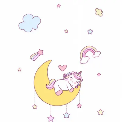 Cute Unicorn Dreams, wall art by Xuan Thai