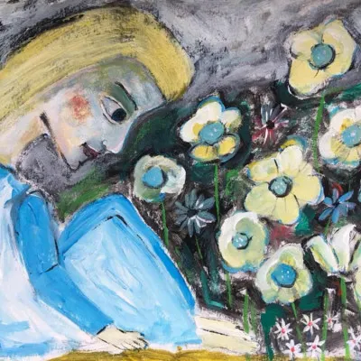 Blonde Girl in Flowers, wall art by Sharyn Bursic
