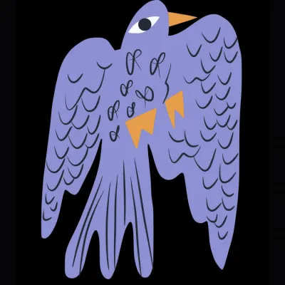 Whimsical Purple Bird, wall art by Little Dean