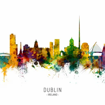 Vibrant Dublin Cityscape, wall art by Michael Tompsett