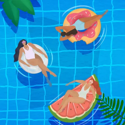 Pool Ladies, wall art by Petra Lizde