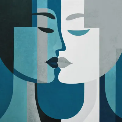 Geometric Blue Kiss, wall art by Andrea Haase