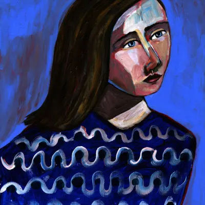 Pensive Blue Woman, wall art by Sharyn Bursic