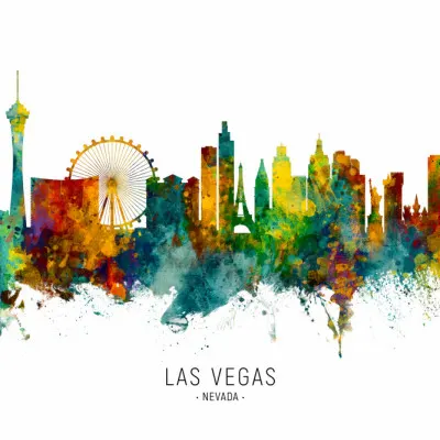 Colorful Las Vegas Skyline, wall art by Michael Tompsett
