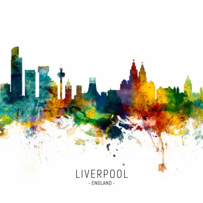 Vibrant Liverpool Skyline, wall art by Michael Tompsett