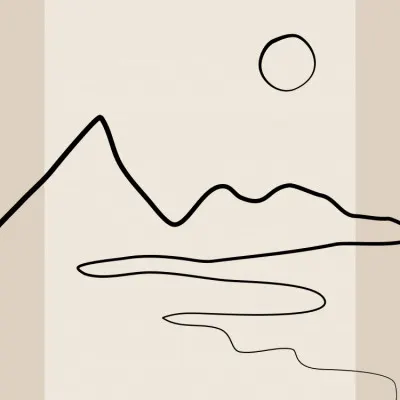 Minimalist River Mountains, wall art by Elena Ristova