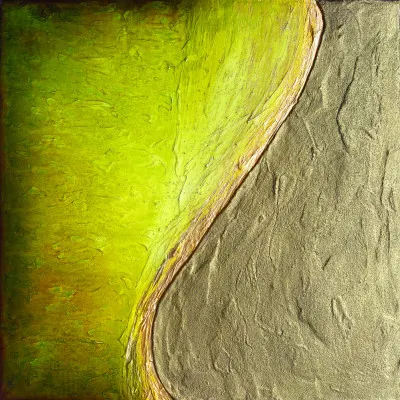Vibrant Green Gold Texture, wall art by Alyson Storms