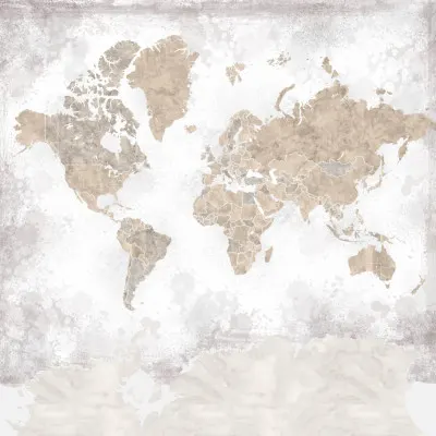 Watercolor World Map, wall art by Rosana Laiz Blursbyai