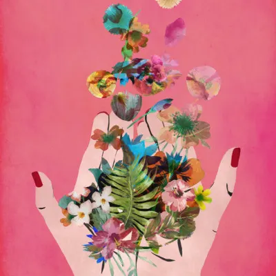 Blooming in Hands, wall art by Treechild