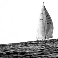 Monochrome Sailing Yacht, wall art by Simon Delvoye