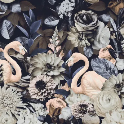 Moody Floral Flamingos, wall art by Andrea Haase