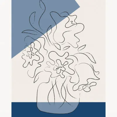 Abstract Blue Floral Vase, wall art by Pictufy Studio II