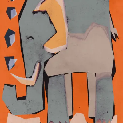 Geometric Elephant, wall art by Treechild