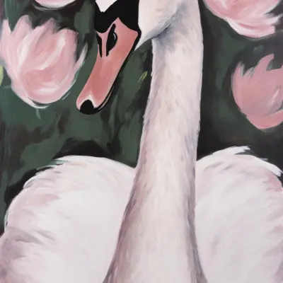 Swan In The Pond, wall art by Treechild