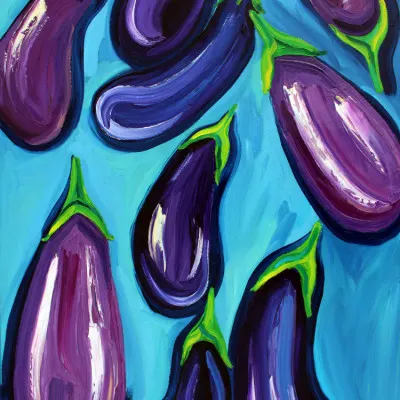 Vibrant Purple Eggplants, wall art by Alice Straker