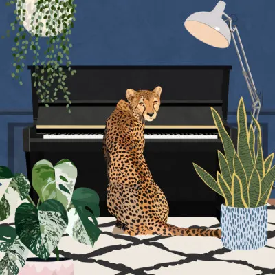 Cheetah By The Piano, wall art by Sarah Manovski