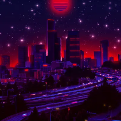 Red Sun Cyber City, wall art by Ritvik takkar