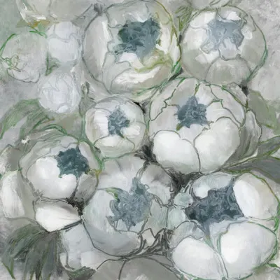 Soft White Peonies, wall art by Rosana Laiz Blursbyai