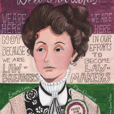 Portrait of a woman, Emmeline Pankhurst, wall art by Caroline Bonne Müller