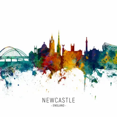 Vibrant Newcastle Skyline, wall art by Michael Tompsett