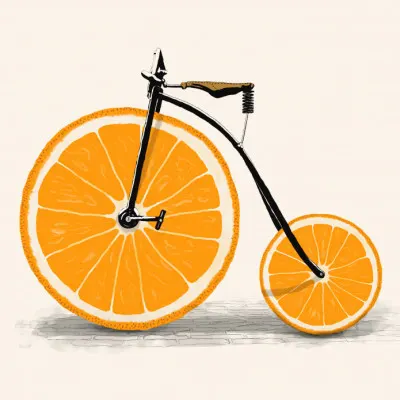 Orange Slice Bicycle, wall art by Florent Bodart