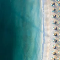 Turquoise Beach Umbrellas, wall art by Eros Erika