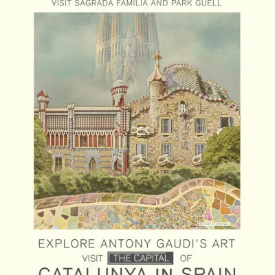 Barcelona Gaudi Landmarks, wall art by Dion Gem