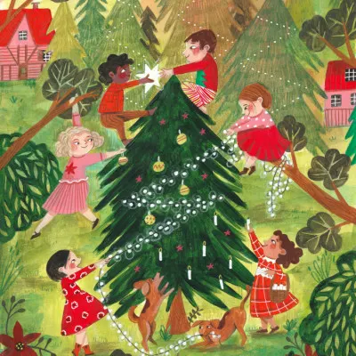 Decorating the Christmas tree, wall art by Caroline Bonne Müller