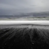 Black Beach Ocean Mist, wall art by Ronny Olsson