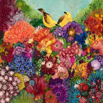 Colorful Garden Birds, wall art by Sylvie Demers