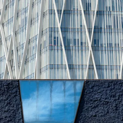 Geometric Blue Facade, wall art by Adolfo Urrutia