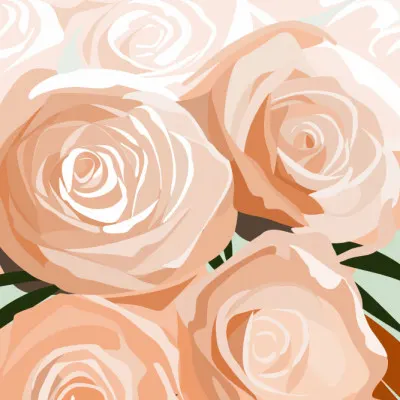Peach Rose Bouquet, wall art by Rosana Laiz Blursbyai