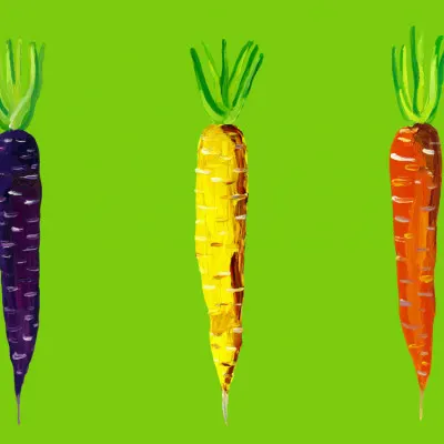 Vibrant Garden Carrots, wall art by Alice Straker