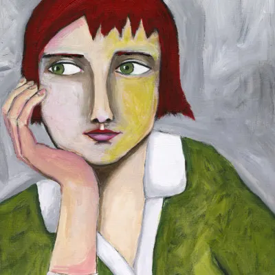 Pensive Red Haired Woman, wall art by Sharyn Bursic