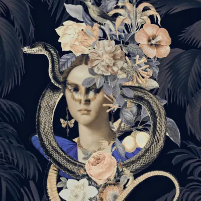 Tropical Woman and Snake, wall art by Andrea Haase