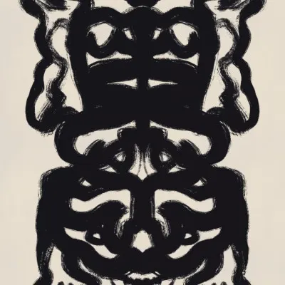 Black Ink Totem, wall art by Little Dean