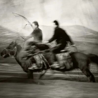 Galloping Riders Blur, wall art by Rachel Pansky