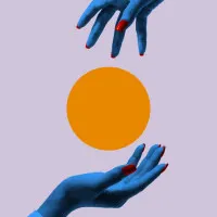 Vibrant Hands Orange Circle, wall art by Pictufy Studio III