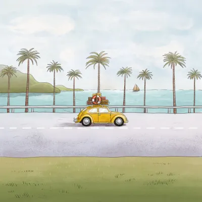 Yellow Car Tropical Drive, wall art by Xuan Thai