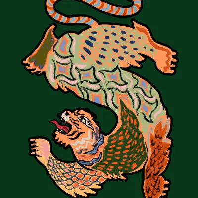 Asiantiger Green, wall art by Arty Guava