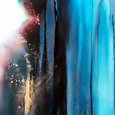 Deep Blue Gold Flow, wall art by Alyson Storms