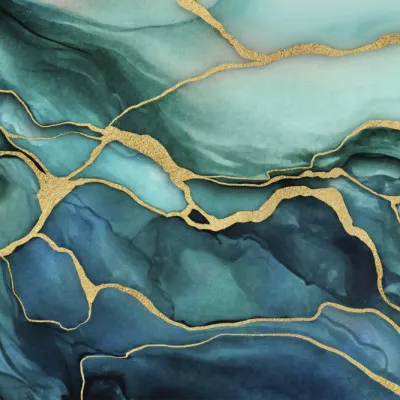 Elegant Teal Gold Marble, wall art by Andrea Haase