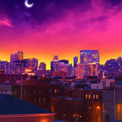 Vibrant City Sunset Glow, wall art by Ritvik takkar
