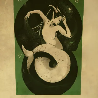 Capricorn print, wall art by Dion Gem