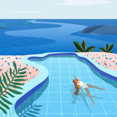 Girl in Pool, wall art by Petra Lizde